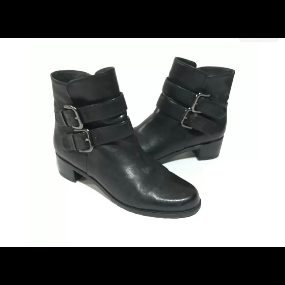 Stuart Weitzman Strapduo black moto boots size 6.5 womens booties
